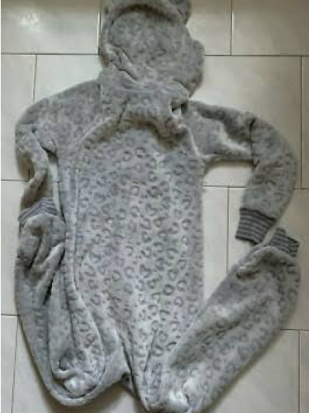 Cozy Gray Leopard Print Hooded kids onesie